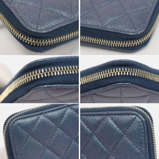 画像5: シャネル マトラッセ ココマーク キャビアスキン ラウンドファスナー 長財布 イリディセントブルー 27番台 (5)