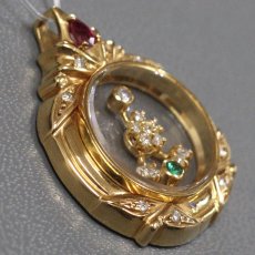 画像3: K18 ダイヤモンド ルビー エメラルド ペンダントトップ D0.26 8.1g (3)