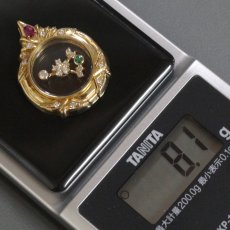 画像9: K18 ダイヤモンド ルビー エメラルド ペンダントトップ D0.26 8.1g (9)