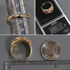 画像8: K18 マルチカラーストーンリング 1.12,R0.67 D0.34 G0.11 8.5g #22.5 フラワーモチーフ (8)