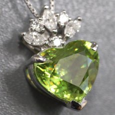 画像2: Pt900/850 スフェーン ダイヤモンド ネックレス S4.37 D0.18 D0.08 5.8g 44cm アジャスター付 ソーティング (2)