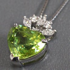 画像3: Pt900/850 スフェーン ダイヤモンド ネックレス S4.37 D0.18 D0.08 5.8g 44cm アジャスター付 ソーティング (3)