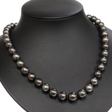 画像1: タサキ ブラックパールネックレス K14WG金具 8.2-11.7mm 48cm 65.6g (1)