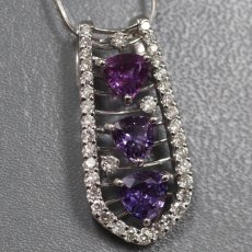 画像1: Pt900/850 バイオレットサファイア ダイヤモンド ペンダント S2.40 D0.64 9.6g 44cm アジャスター付 ソーティング (1)