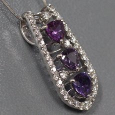 画像2: Pt900/850 バイオレットサファイア ダイヤモンド ペンダント S2.40 D0.64 9.6g 44cm アジャスター付 ソーティング (2)