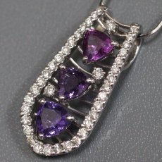 画像3: Pt900/850 バイオレットサファイア ダイヤモンド ペンダント S2.40 D0.64 9.6g 44cm アジャスター付 ソーティング (3)