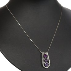 画像5: Pt900/850 バイオレットサファイア ダイヤモンド ペンダント S2.40 D0.64 9.6g 44cm アジャスター付 ソーティング (5)