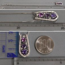 画像8: Pt900/850 バイオレットサファイア ダイヤモンド ペンダント S2.40 D0.64 9.6g 44cm アジャスター付 ソーティング (8)