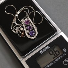 画像9: Pt900/850 バイオレットサファイア ダイヤモンド ペンダント S2.40 D0.64 9.6g 44cm アジャスター付 ソーティング (9)