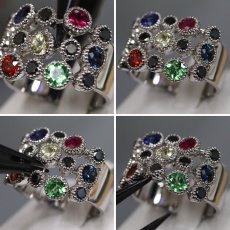 画像4: 750WG マルチカラーストーンリング 9.8g #15  鑑別カード (4)