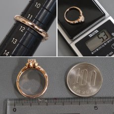 画像8: K18PG ダイヤモンド リング ハートモチーフ D0.287 D0.240 5.3g #11.5 (8)