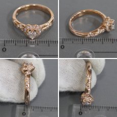 画像9: K18PG ダイヤモンド リング ハートモチーフ D0.287 D0.240 5.3g #11.5 (9)