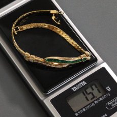 画像9: K18 エメラルド ダイヤモンド ブレスレット E1.33 D1.12 15.7g 内径17.5cm (9)