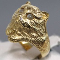 画像2: K18 クリソベリルキャッツアイ ダイヤモンド リング 猫モチーフ 5.7g #12 (2)
