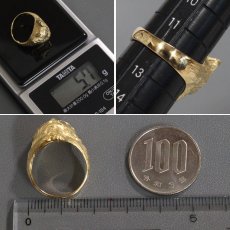 画像8: K18 クリソベリルキャッツアイ ダイヤモンド リング 猫モチーフ 5.7g #12 (8)