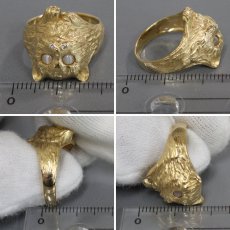 画像9: K18 クリソベリルキャッツアイ ダイヤモンド リング 猫モチーフ 5.7g #12 (9)
