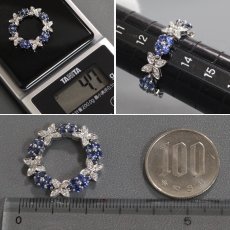 画像5: K18WG サファイア ダイヤモンド リング フラワーモチーフ S1.15 D0.10 4.7g #13 (5)