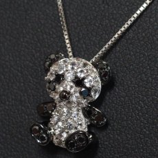 画像7: K18WG ホワイトサファイア ブラックダイヤモンド ペンダント パンダモチーフ WS0.60 BkD0.20 5.4g AJ付50cm (7)