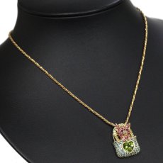 画像7: K18 マルチカラーストーン ペンダントトップ  6.3g 鑑別書 猫モチーフ (7)