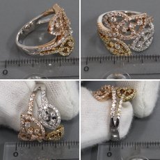 画像8: K18YG/WG/PG ダイヤモンド コンビネーションリング D0.89 8.5g #13 鑑別カード (8)