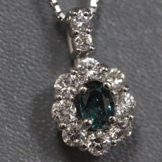 画像1: Pt950/850 アレキサンドライト ダイヤモンド ペンダント 3.6g AJ付45cm ソーティング (1)