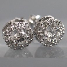 画像1: Pt900 ダイヤモンド ピアス D0.331 D0.306 D0.17×2 3.5g (1)