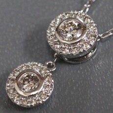 画像2: Pt900/850 ダイヤモンド ネックレス D0.21 D0.15 3.9g アジャスター付52cm (2)