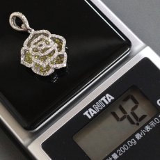 画像10: K18WG ダイヤモンド/イエローダイヤモンド ペンダントトップ バラモチーフ D0.42 YD0.65 4.2g (10)