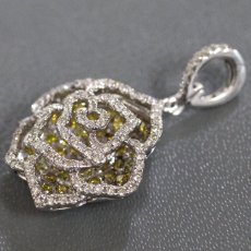 画像3: K18WG ダイヤモンド/イエローダイヤモンド ペンダントトップ バラモチーフ D0.42 YD0.65 4.2g (3)