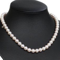 画像1: ミキモト パールネックレス K18WG金具  7.5-8.0mm 43cm 37.8g 箱 (1)