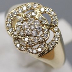画像4: K18 ダイヤモンドリング D0.30 5.3g #13 薔薇モチーフ (4)