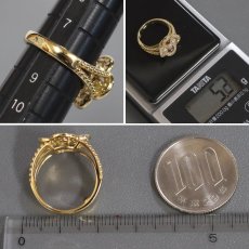 画像8: K18 ガーネット ダイヤモンドリング G0.17 D0.47 5.2g #8.5 フラワーモチーフ (8)