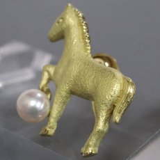 画像5: K18 パール ブローチ 5.1g 馬モチーフ (5)