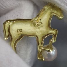 画像7: K18 パール ブローチ 5.1g 馬モチーフ (7)