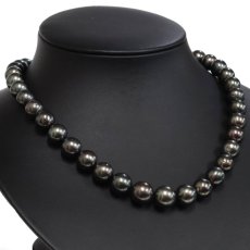 画像1: ブラックパール ネックレス K14WG金具 10-12.0mm 41cm 鑑別書 (1)