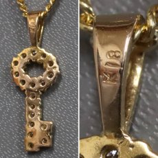 画像4: K18 ダイヤモンド ペンダント キーモチーフ 6.0g 40cm (4)