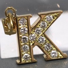 画像1: K18 ダイヤモンド ペンダントトップ Kモチーフ D0.72 4.2g イエローゴールド アルファベット (1)
