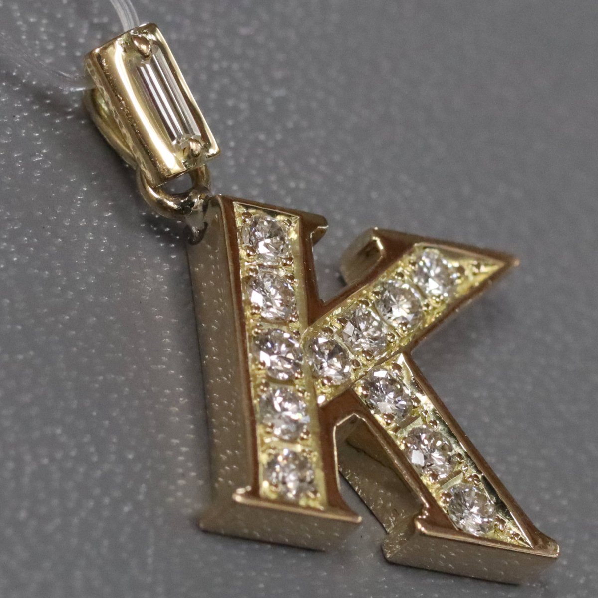画像3: K18 ダイヤモンド ペンダントトップ Kモチーフ D0.72 4.2g イエローゴールド アルファベット (3)