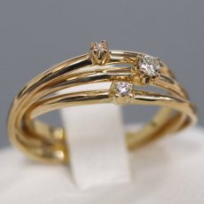 画像1: ヨンドシー K18 ダイヤモンド 3連 リング 3.1g #10 (1)