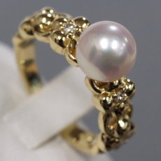画像3: ミキモト K18 パール ダイヤモンド リング パール7.6mm 5.8g #11.5 (3)