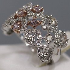 画像3: K18WG ピンクダイヤモンド/ダイヤモンド リング PD0.127(0.062,0.065)PD0.130(0.064,0.066)D1.13 4.8g #13 ソーティング×4 (3)