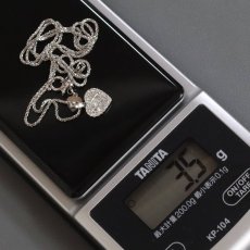 画像10: K18WG ダイヤモンド ペンダント ハートモチーフ D0.315 3.5g アジャスター付45cm (10)