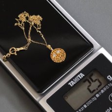 画像10: K18 シトリン ダイヤモンド ペンダント スマイル 0.22 D0.03 2.5g アジャスター付45cm (10)
