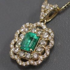 画像2: K18 エメラルド ダイヤモンドネックレス E0.589 D0.49 3.5g 45cm アジャスター付 鑑別書 (2)