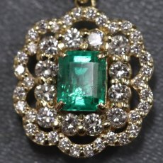 画像3: K18 エメラルド ダイヤモンドネックレス E0.589 D0.49 3.5g 45cm アジャスター付 鑑別書 (3)