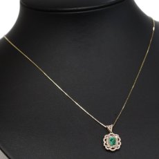 画像6: K18 エメラルド ダイヤモンドネックレス E0.589 D0.49 3.5g 45cm アジャスター付 鑑別書 (6)