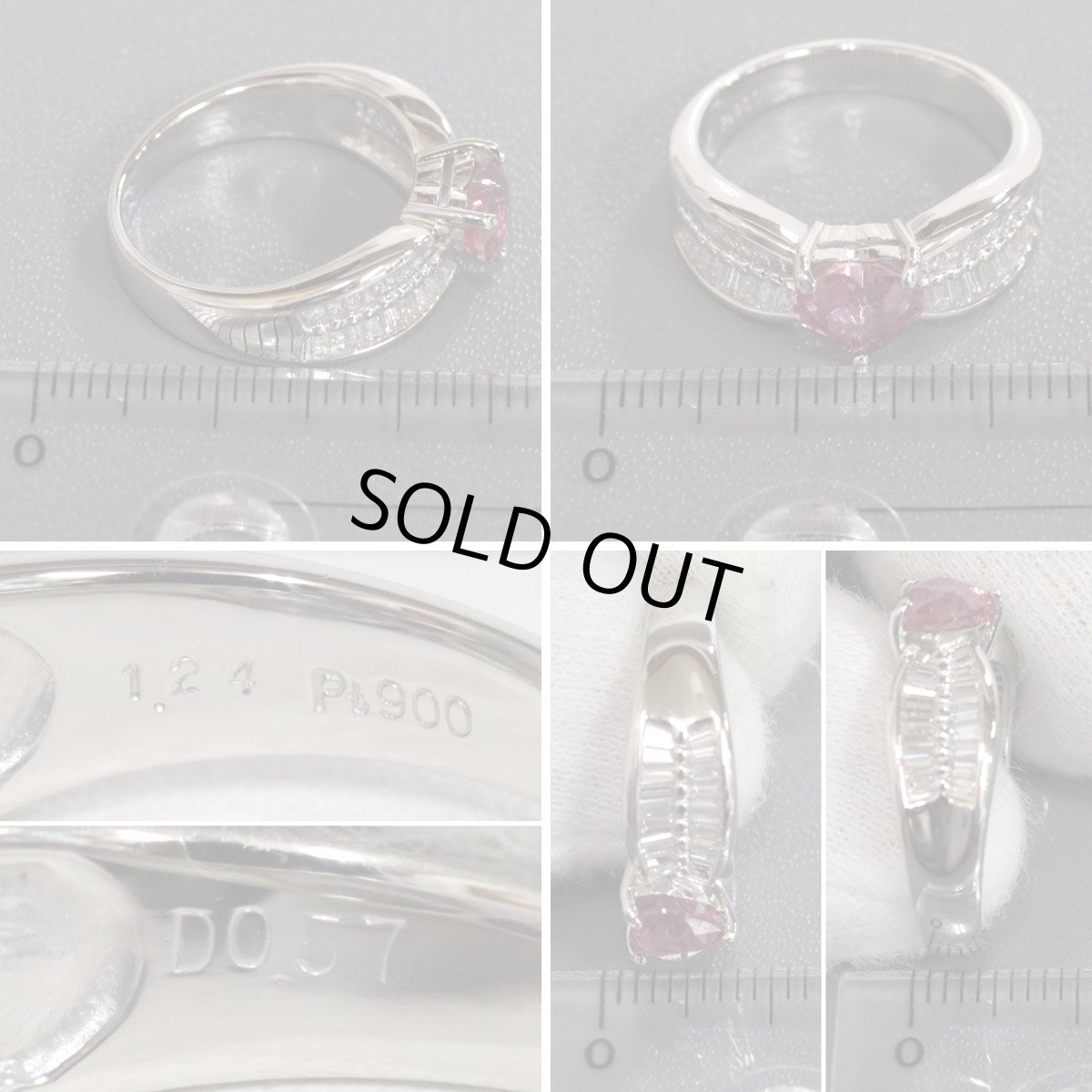 画像8: Pt900 非加熱パパラチアサファイア ダイヤモンド リング ハートシェイプ PS1.24 D0.57 7.5g #10 AIGS鑑別書 (8)