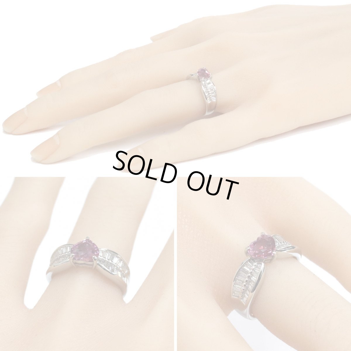 画像9: Pt900 非加熱パパラチアサファイア ダイヤモンド リング ハートシェイプ PS1.24 D0.57 7.5g #10 AIGS鑑別書 (9)