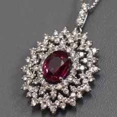 画像1: Pt950/850 非加熱ピジョンブラッドルビー ダイヤモンド ペンダント R1.44 D0.99 5.8g アジャスター付45cm AIGS鑑別書 (1)