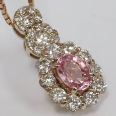 画像3: K18PG パパラチアサファイア ダイヤモンドペンダント PS0.536 D0.44 3.3g 45cm アジャスター付 鑑別書 (3)
